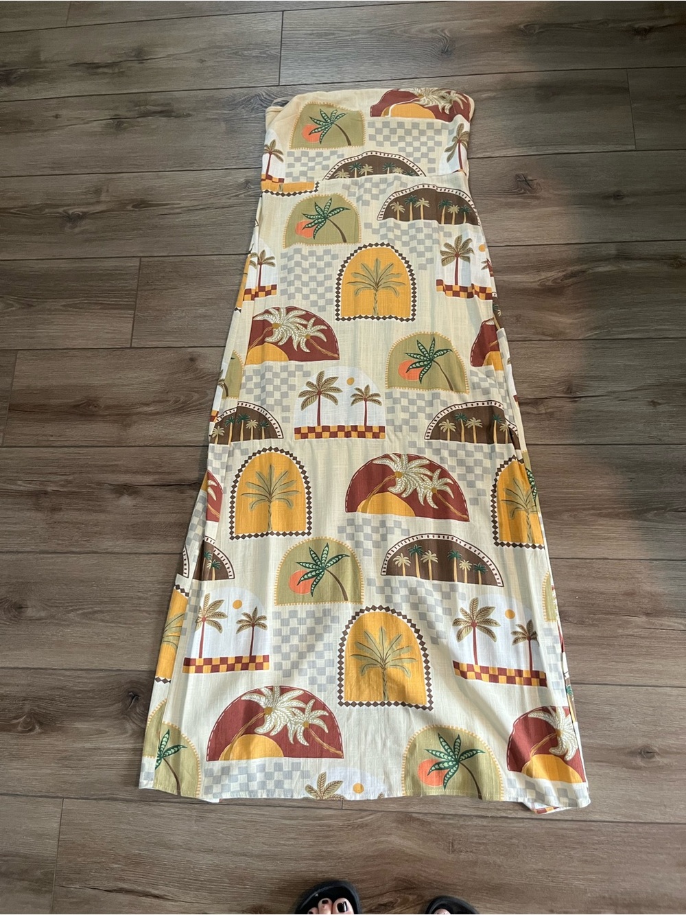 Women’s Cream Tropical Print A-Line Dress